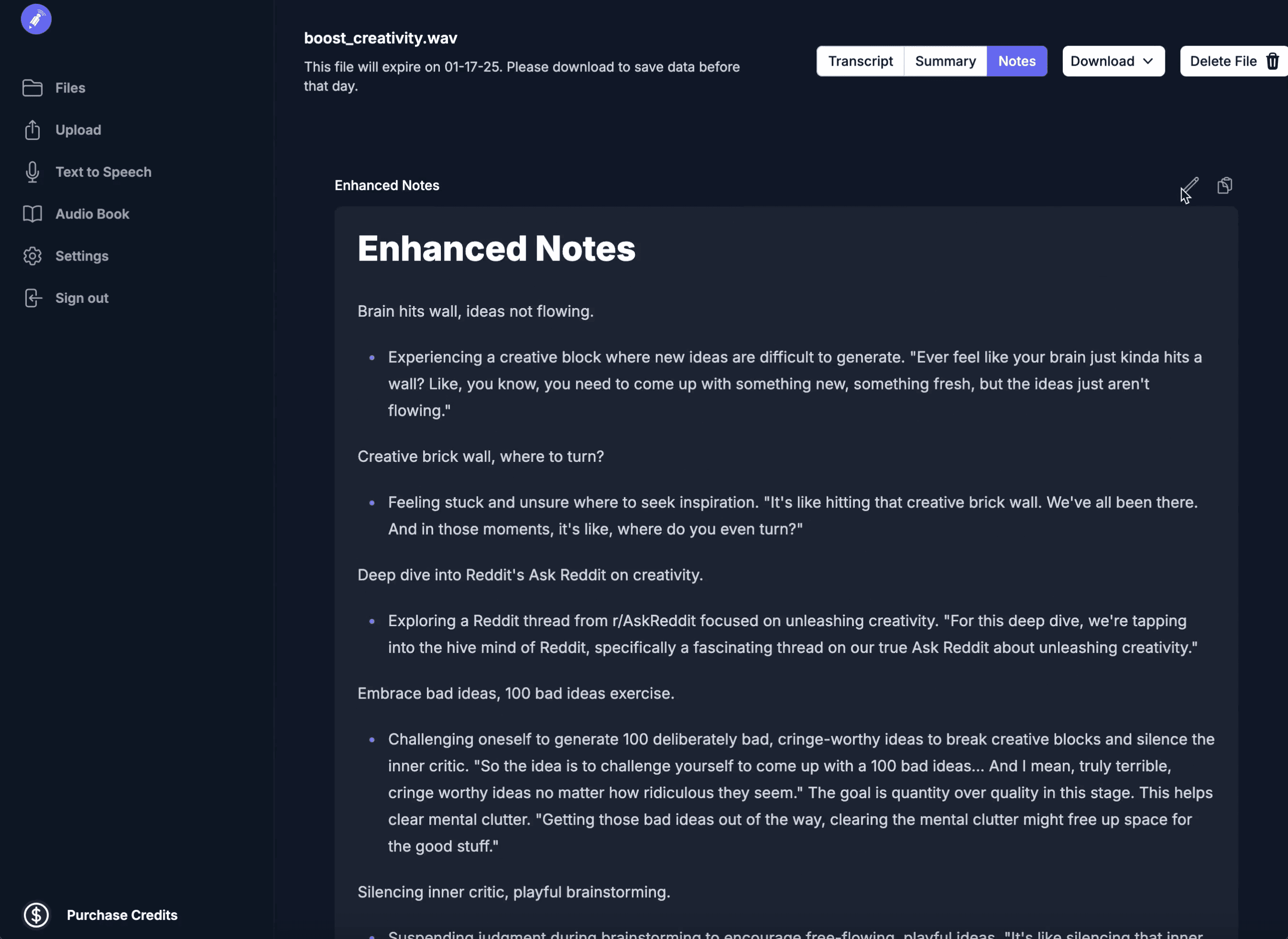 Smart notes enhancement showing before and after comparison